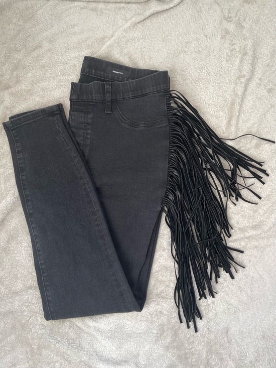Judy Blue Denim - Judy Blue‎ Western Skinny Fit Black Charcoal  Fringe Women’s Jeans Size 13/31